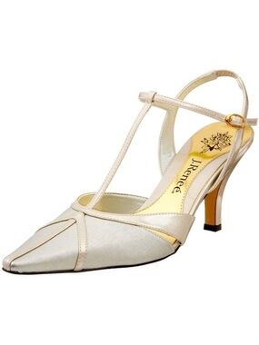 J. Renee Gold & Ivory Metallic Slingback Heels